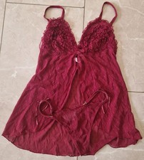 Hunkemöller SeXy Dessous Träger Rüsschen Gr. S Rot Weinrot Bordeaux Nachtwäsche
