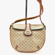 GUCCI Vintage Shoulder Bag Micro GG PVC Leather Sherry 403