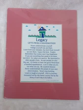 Grandmother Unframed Matted Advice Poem Pastel Pink Wall Hanging or Freestanding