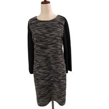 Vince Knit Dress Small Black Gray Long Sleeve Shift Career Wear Flaw