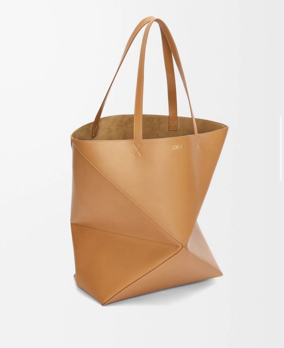 LOEWE Puzzle Fold XL $2750 Warm Desert Shiny Leather Tote Bag New