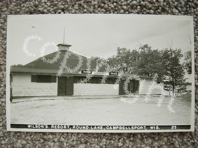 RPPC-CAMPBELLSPORT WI-WILSONS RESORT-ROUND LAKE-COCA COLA SIGNS-FOND DU LAC CO