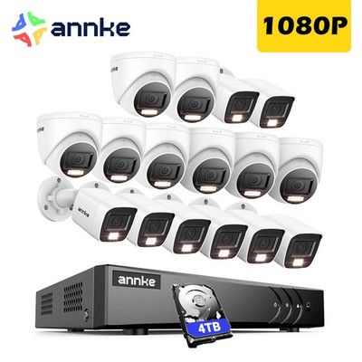 ANNKE 1080P CCTV Überwachung Kamera Set Außen Farbe Nachtsicht mit 16 Kanäle DVR