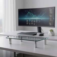 Glasaufsatz 38,5cm Monitorerhöhung Monitorständer Erhöhung Halter Ablage