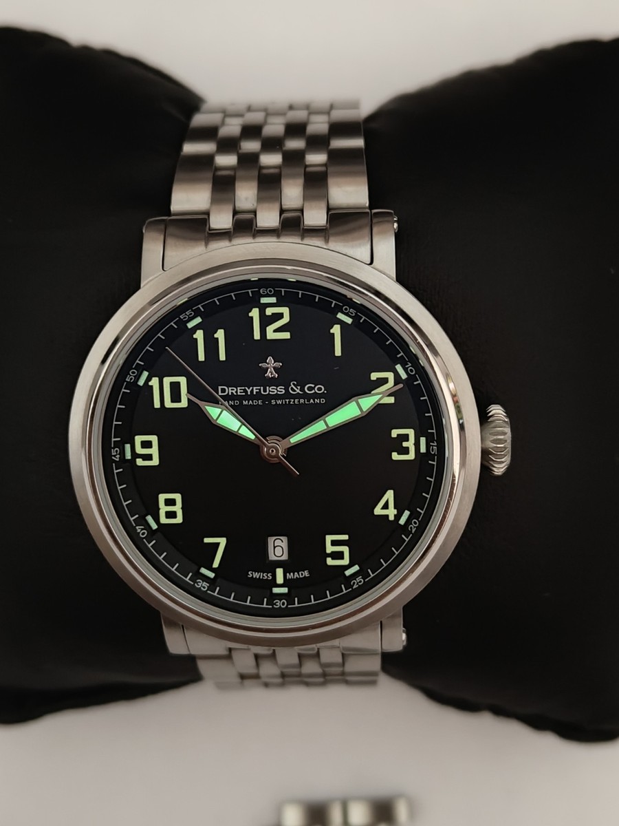 Dreyfuss and Co DGB00152-19 Mens 1924 Silver Steel Bracelet Watch