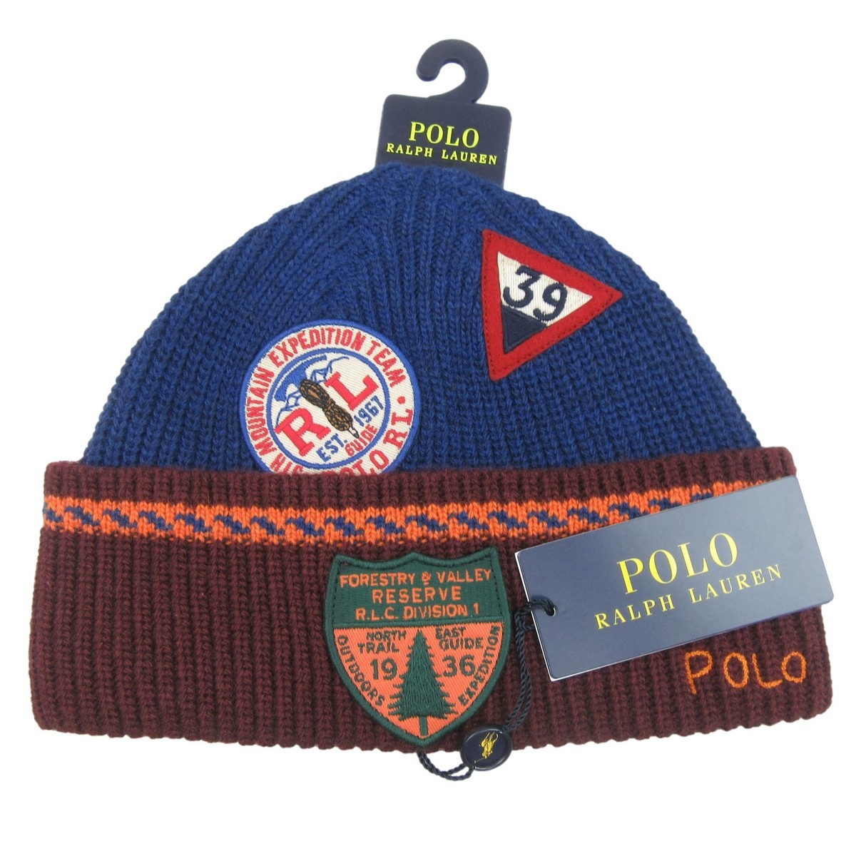 Polo Ralph Lauren Mountain Expedition Patch Skull Beanie Cap One