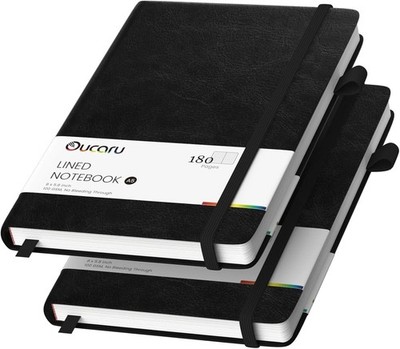 Lined Journal Notebook, 2 Pack, 180 Pages, A5 Journals for Writing, 100 GSM Thic