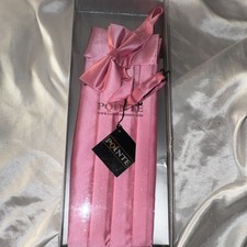 Pointe Pink 100 Silk Satin Cummerbund Set w/ Pre-Tied Bow Tie