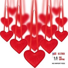 30 Pcs Valentine Felt Heart Ornaments Bulk Hanging Felt Red Heart Ornaments