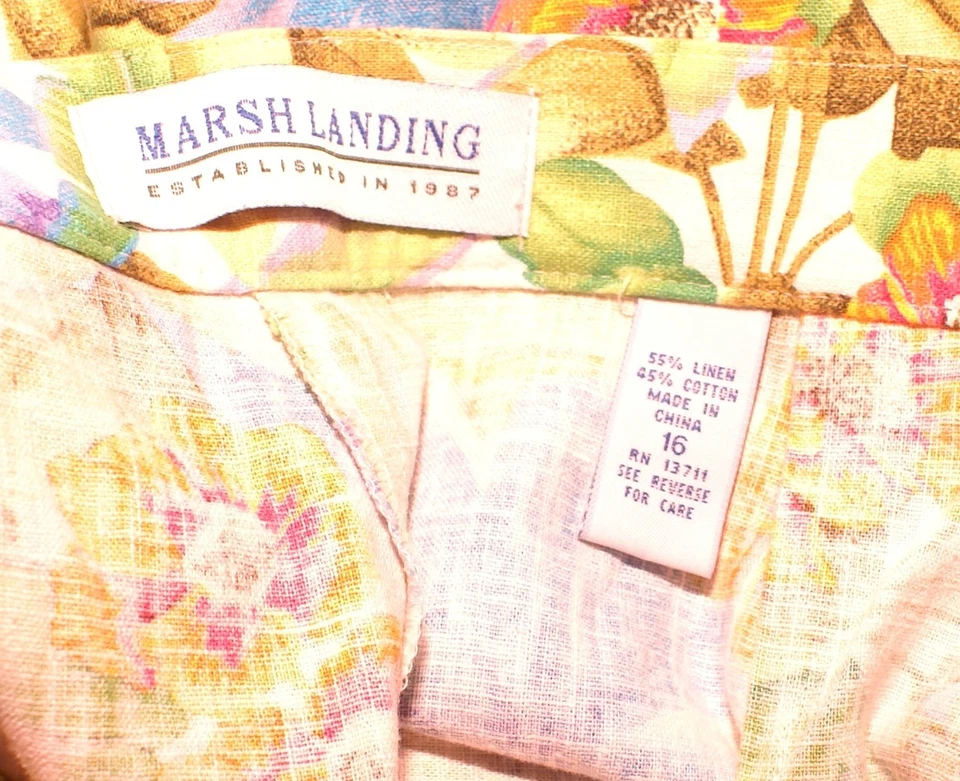 Shorts feminino vintage Marsh Landing linho-algodão 16, floral tropical havaiano - Imagem 3 de 3