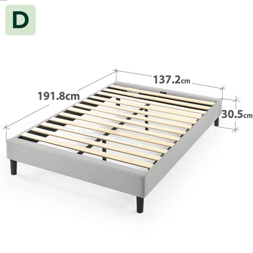 Zinus Fabric Bed Base Upholstered Bed Frame Light Grey Queen Single - Picture 9 of 28