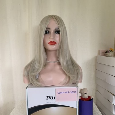 NEU DWY SWMN1035-3PL16 Haut Schuss Mono Lace Front Platinblond Synthetik Perücke
