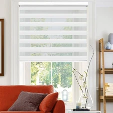 Zebra Blinds for Windows, Dual Layer Roller Shades, Window Shades for Light F...