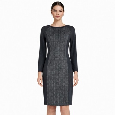 Weekend MaxMara Houndstooth Colorblock Sheath Dress Career Gray Women Size S