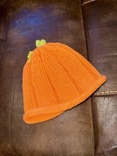 Gymboree Warm Crocheted Pumpkin Beanie Hat Boy Girl Size 0-12 Months