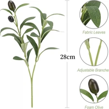 15Inch Artificial Olive Branch with Fruits Real Touch Greenery for Wedding Table