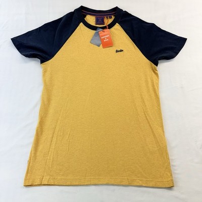 SUPERDRY Men's Sz S Gold/Navy Short Sleeve Vintage Baseball Tee NWT