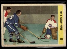 1958-59 Parkhurst #26 Plante catches a shot