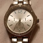 Men's Analog Wristwatch Silver Tone Metal Bracelet White Dial Gem-Set Bezel — photo 1