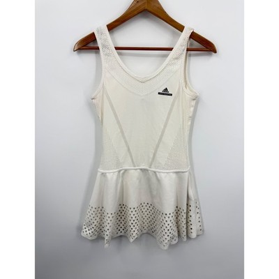 Adidas Stella McCartney Barricade Tennis Dress Womens S White Laser Cut AP4833