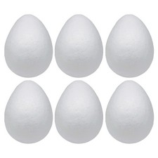 Crafjie Foam Eggs 6pcs 6 Inch 15cm White Craft Polystyrene Eggs Smooth for ...