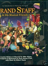 "GRAND STAFF'S & HIS MUSICAL FRIENDS" KIDS BOOK W/CD INTRODUCTION-STICKERS,ETC..