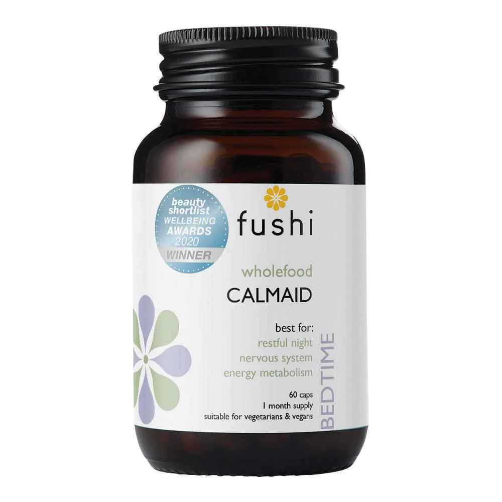 Fushi Wellbeing Calmaid para el estrés y el sueño 60 gorras vegetales con paquete de triptófano-7