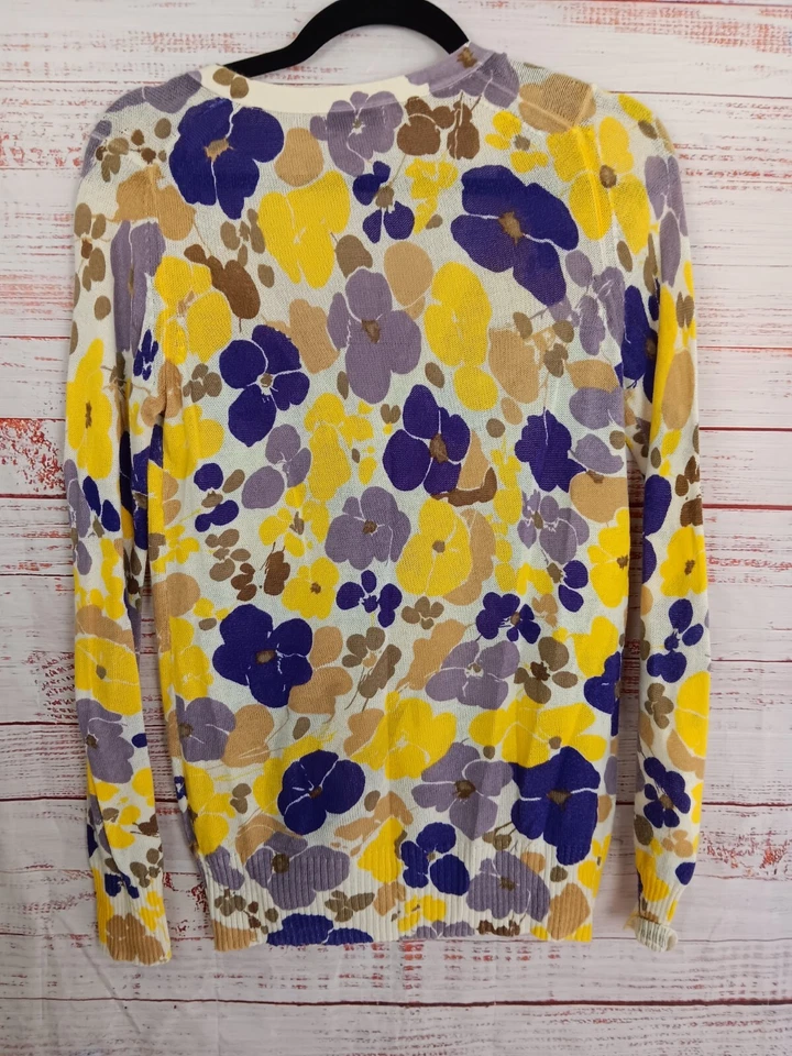 GAP Suéter Mujer’s XS Floral Cárdigan Largo Púrpura Amarillo Marrón Camel Foto 2 de 4