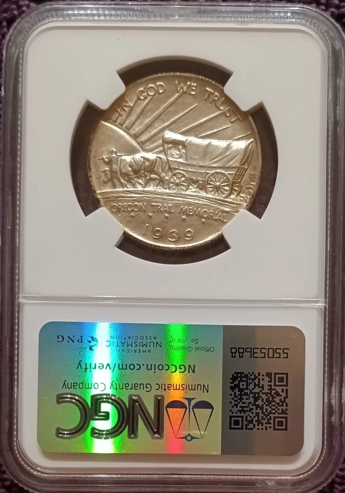 1939 Oregon commemorative half dollar, NGC MS65 - Image 3 of 4