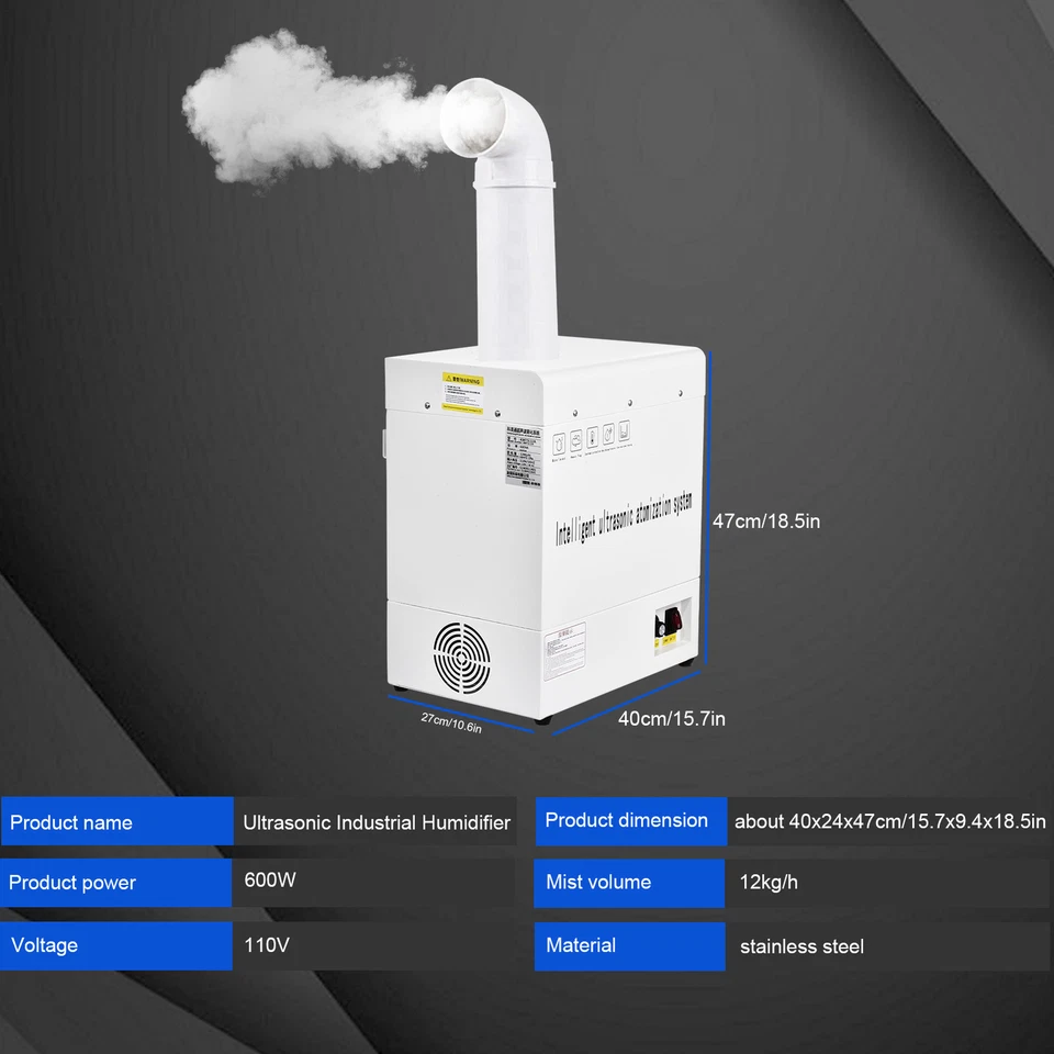 Humidificador Industrial Ultrasónico Enfriador Pulverizador Atomización 12KG/H Habitación Grande Foto 2 de 4