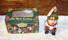 old world christmas ornaments Snowman With Cocoa Glass Blown Ornament Xmas NIB