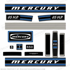 Fits Mercury 1972 65HP Outboard Engine Decals