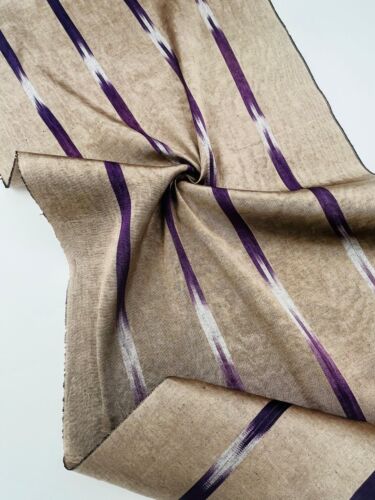 Moire Bronze - Purple Ikat Silk Luxurious Upholstery Ottoman Fabric By 2 Meters. - Picture 11 of 11