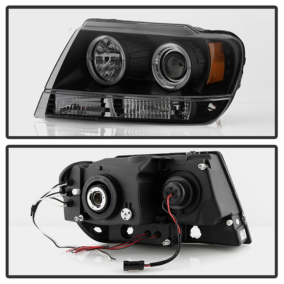 Faros proyectores de humo Spyder Signature LED halo negros para Grand Cherokee Foto 3 de 4