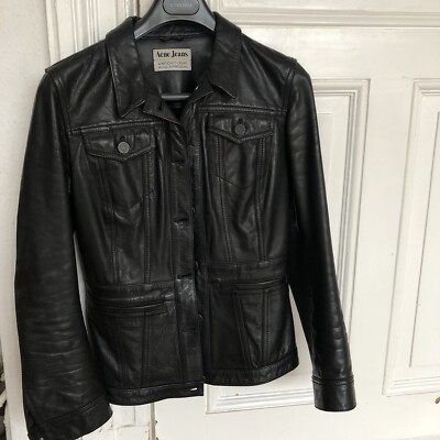 Acne Jeans Lederjacke Schwarz Hockney XS 34
