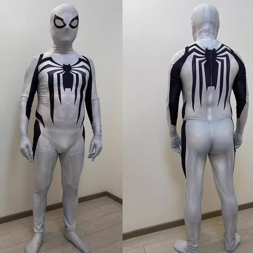 Spider-man Anti-Venom White Jumpsuit Cosplay Adult kids Suit Costume Halloween - Picture 4 of 5