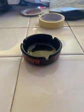 Collectible Vintage Ceramic Black AshTray 3 1/2" diameter