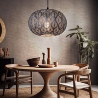 Pendellampe HäNgeleuchte Esszimmerlampe Rund Silber 1 Flammig E27 Led H 120 Cm
