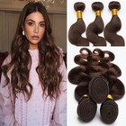 BROWN 100G Weft Brazilian Indian Virgin Remy Human Hair Extensions Bundles/Weave