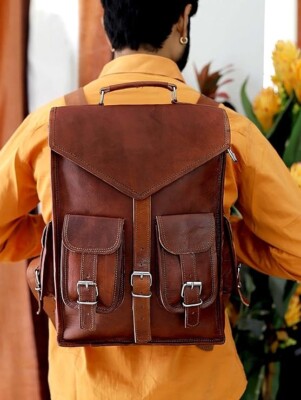 Rucksack Bag Backpack Leather New Travel Work Laptop Vintage Shoulder Premium