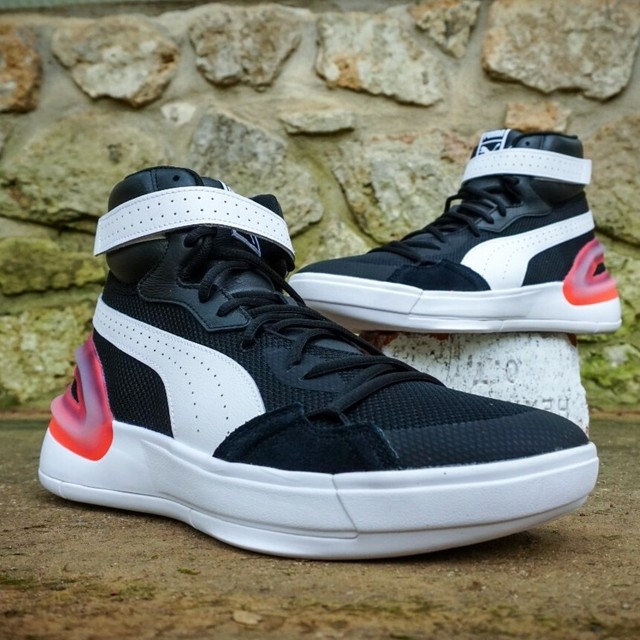 Kuzma 19404204 PUMA Sky Modern Black Red High Basketball Shoes Men’s