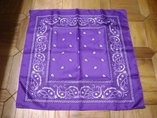 PURPLE PAISLEY POLYESTER BANDANNA