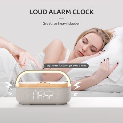 15W Wireless Charger-FM-Bluetooth Speaker-Alarm Clock for