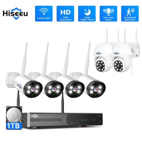 Hiseeu 10CH 2K NVR 3MP Outdoor WIFI IP Security Camera Audio & PTZ Camera System - Picture 13 of 14
