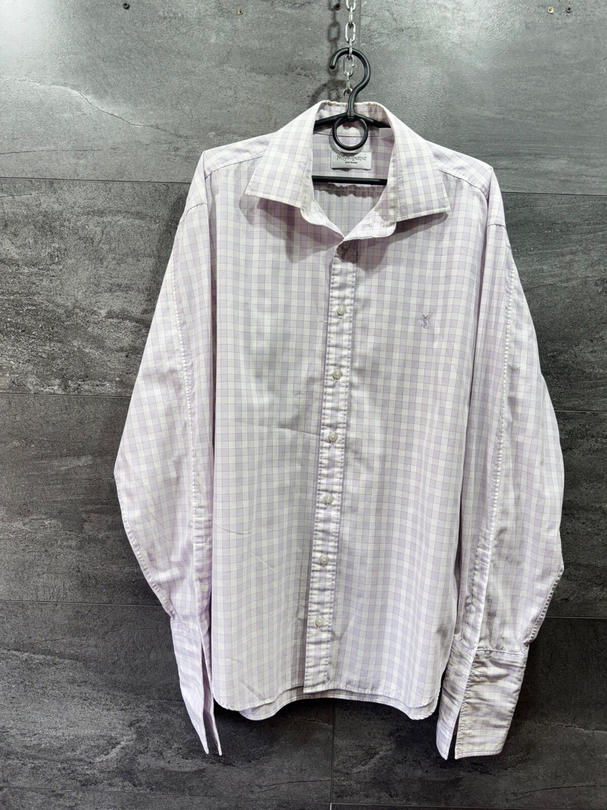 Camicia vintage Yves Saint Laurent a quadri con bottoni uomo lusso manica lunga taglia