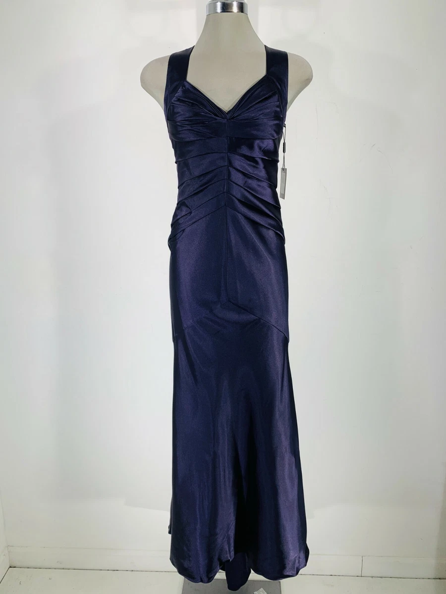 Calvin klein draped chiffon halter cheap gown