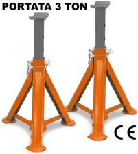 COPPIA CAVALLETTI PIEGHEVOLI SOLLEVA SOLLEVAMENTO AUTO PORTATA 3 T TONNELLATE