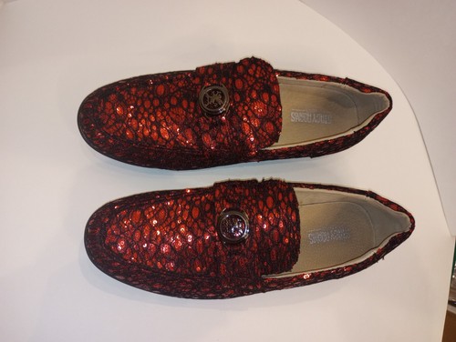 Mens Size 10.5 M Red Sequin Stacy Adams Loafers leather lined "Cyrano" IRL pics - Imagen 24 de 24