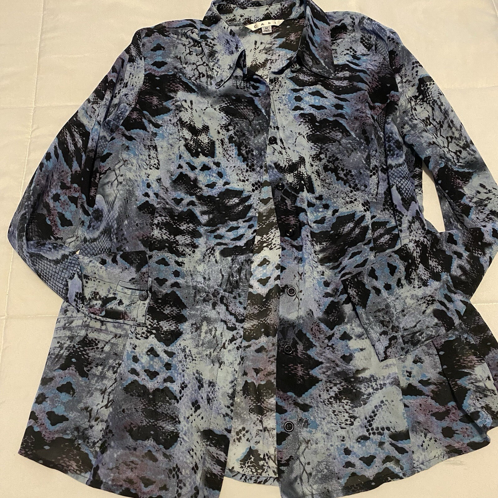 CAbi Python Snake Blue Blouse Top Size Medium M  … - image 1