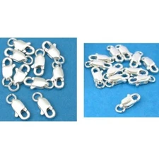 10 SS Lobster Clasps 8.3mm x 3.5mm,12 Sterling Silver Lobster Claw Kit